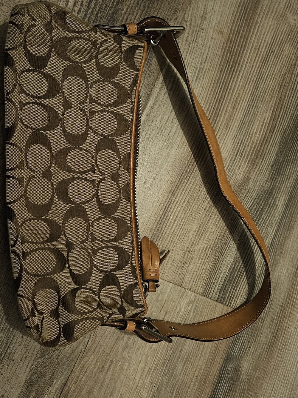 Coach Signature Jacquard Shoulder Bag in Brown/Tan